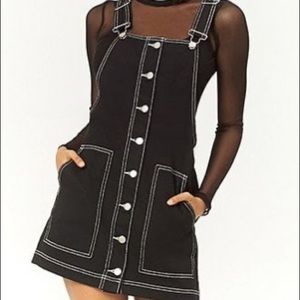 Forever 21 Denim Overall Dress Contrast Stich